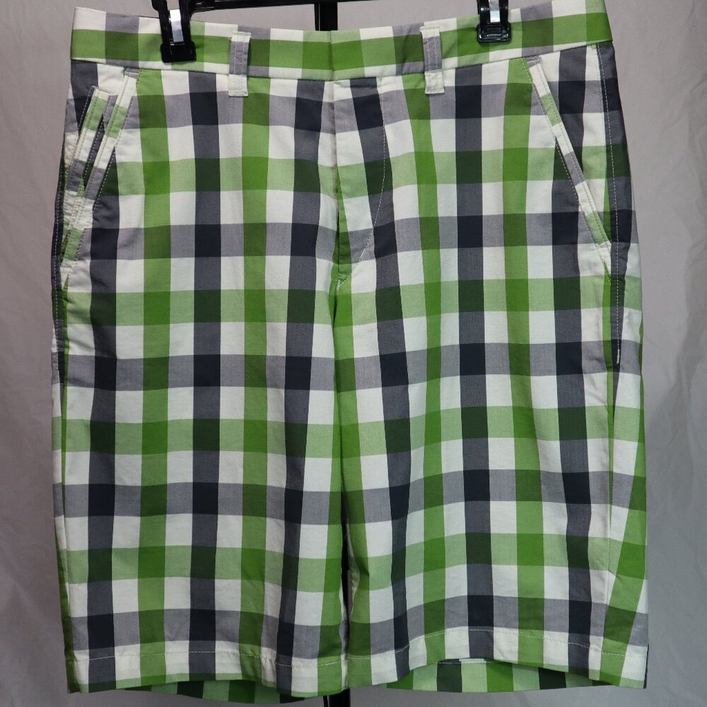 Boss Hugo Boss Green Plaid Relaxed Fit Golf Shorts - Size US 34R